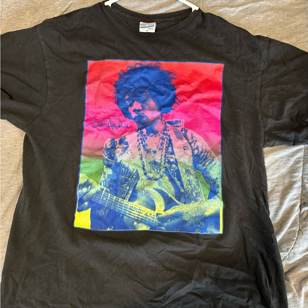 Junk Food Clothing Black Short-Sleeve Tee with Multicolor Jimi Hendrix Graphic